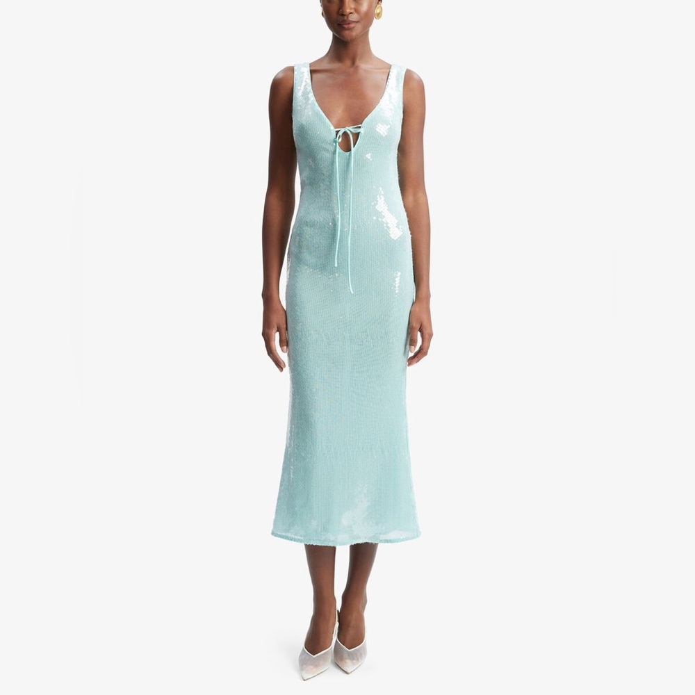 Bardot Isha Sequin Midi Dress In Aqua size 8